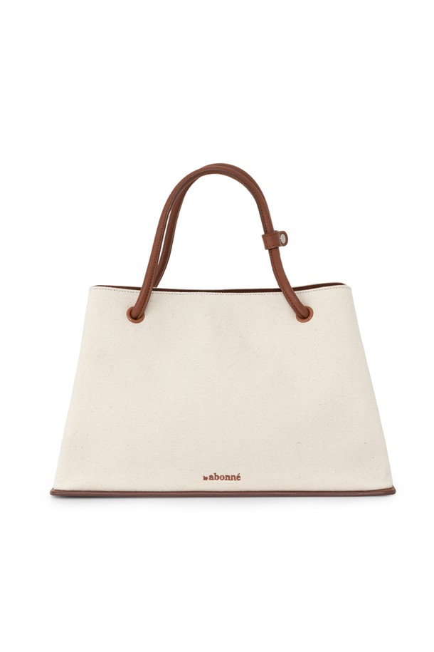 le abonne - 숄더백 - Bene Wide bag_leather canvas brown