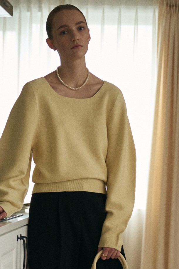 le abonne - 스웨터 - SQUARE NECK BALLOON KNIT_BUTTER