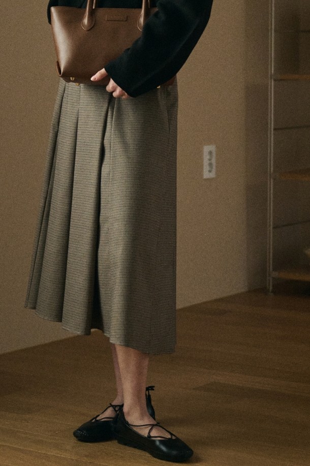 le abonne - 롱스커트 - PLEATS LONG SKIRT_BROWN