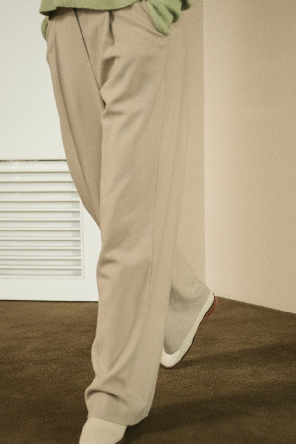 le abonne - 롱/미디팬츠 - CLASSIC WIDE LONG SLACKS_BEIGE