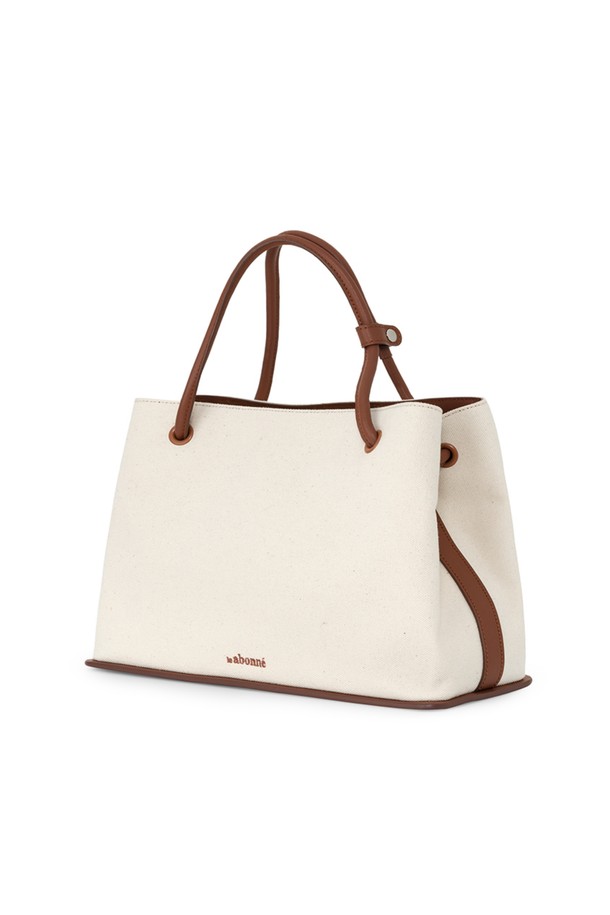 le abonne - 숄더백 - Bene Wide bag_leather canvas brown