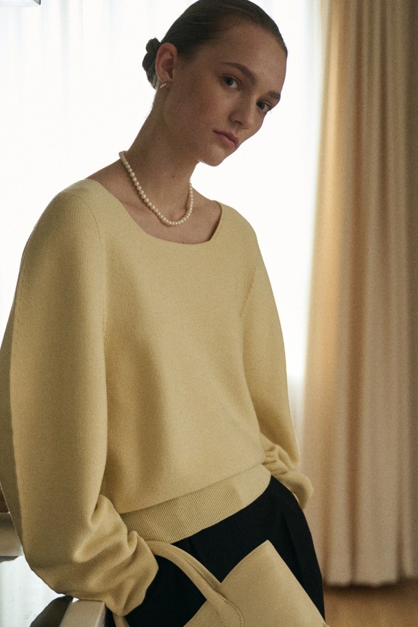 le abonne - 스웨터 - SQUARE NECK BALLOON KNIT_BUTTER