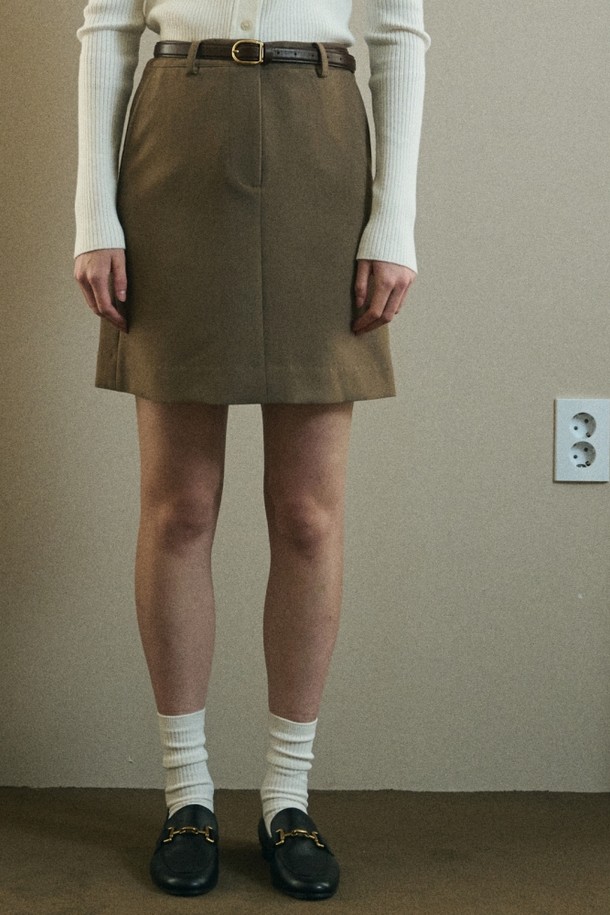 le abonne - 미니스커트 - SEMI H-LINE SKIRT_BROWN