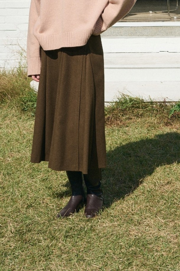 le abonne - 롱스커트 - FLARE LONG SKIRT_BROWN