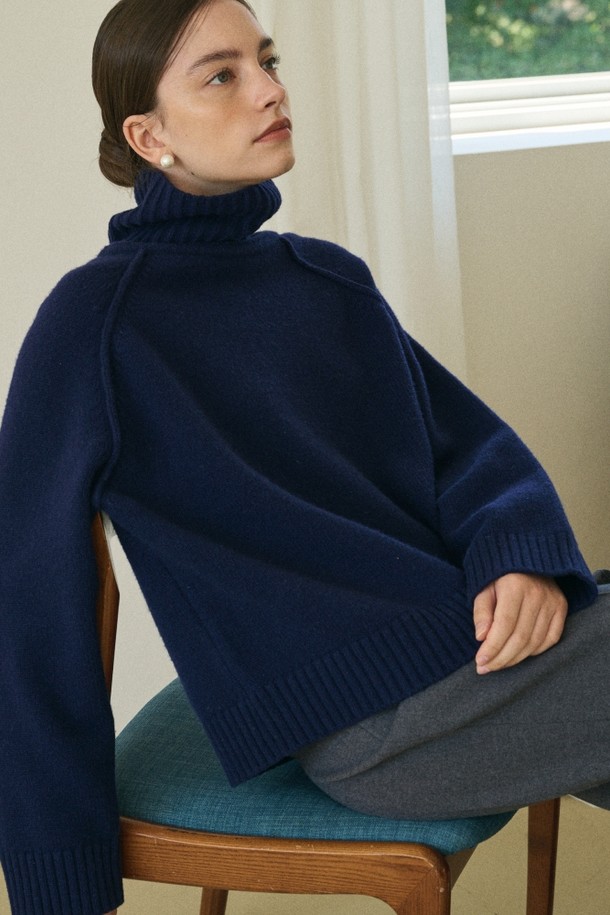 le abonne - 터틀넥 - WOOL TURTLE NECK PULLOVER_NAVY