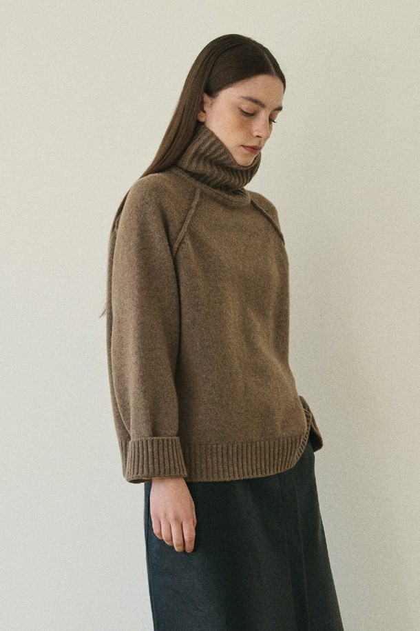 le abonne - 터틀넥 - WOOL TURTLE NECK PULLOVER_BROWN