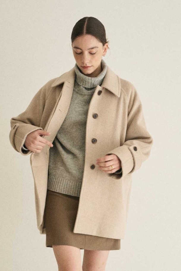 le abonne - 코트 - SINGLE WOOL HALF COAT_OATMEAL