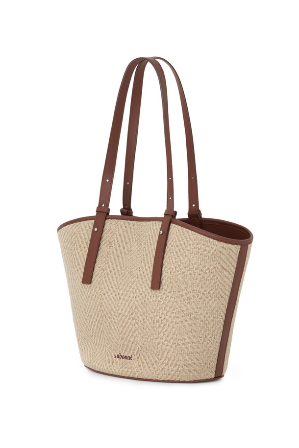 le abonne - 숄더백 - Rotin Basket bag_rattan leather brown