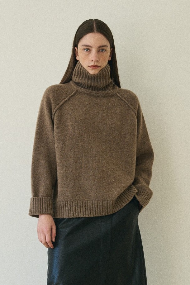 le abonne - 터틀넥 - WOOL TURTLE NECK PULLOVER_BROWN