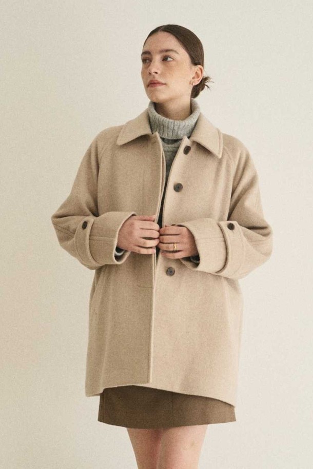 le abonne - 코트 - SINGLE WOOL HALF COAT_OATMEAL