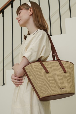 Rotin Basket bag_rattan leather brown