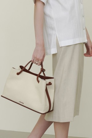 Bene Wide bag_leather canvas brown