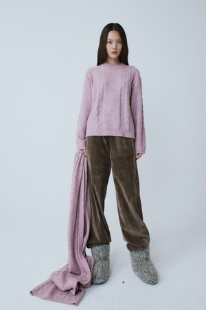 LIGHT PINK WOOL BLEND CABLE MUFFLER