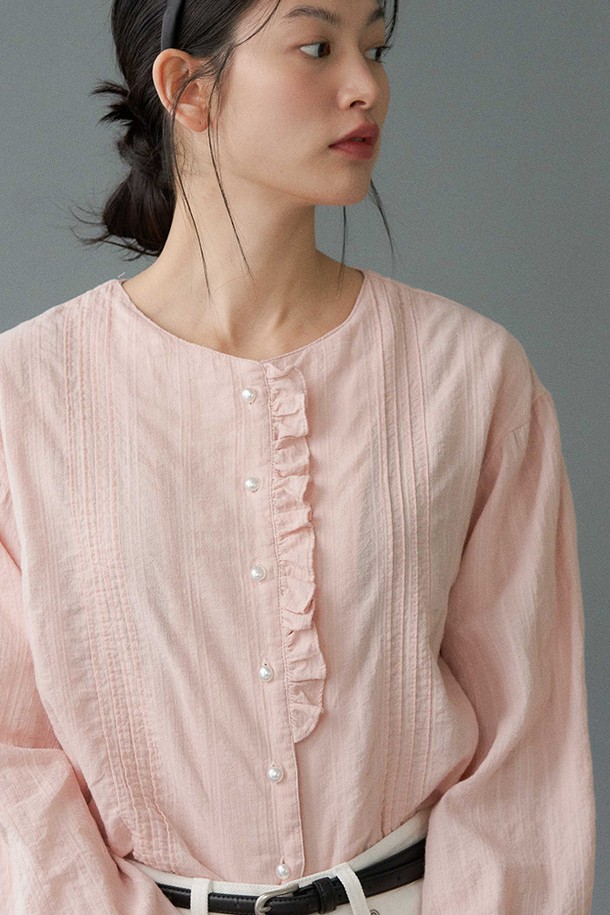 le abonne - 블라우스 - ROUND PIN TUCK BLOUSE_PINK