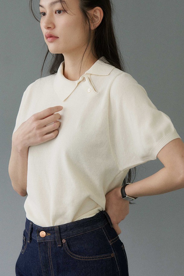 le abonne - 스웨터 - HALF PK KNIT_IVORY