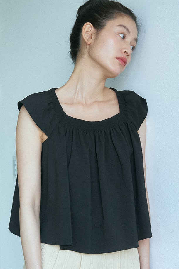 le abonne - 블라우스 - RUFFLE BLOUSE_BLACK