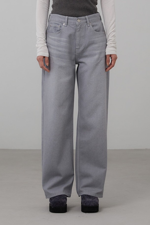 le abonne - 롱/미디팬츠 - COLOR LOW JEANS_LIGHT GREY