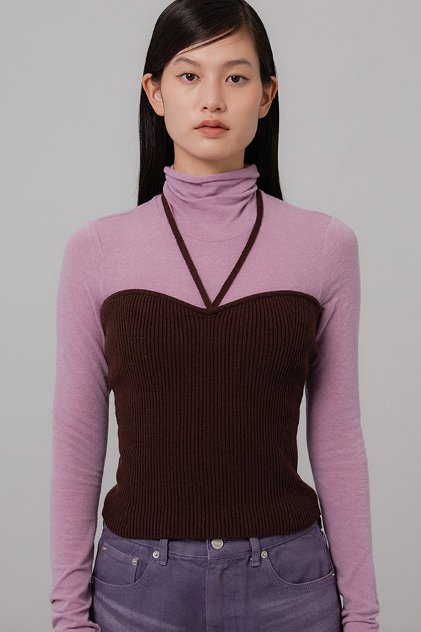 le abonne - 스웨터 - TAIL KNIT BUSTIER_BROWN