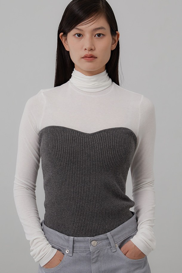 le abonne - 스웨터 - TAIL KNIT BUSTIER_DARK GREY