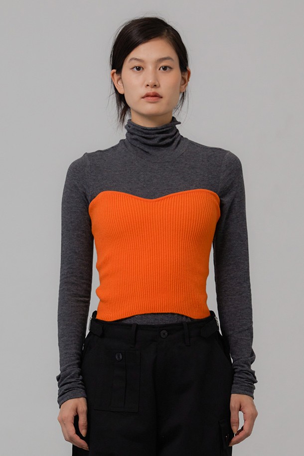 le abonne - 스웨터 - TAIL KNIT BUSTIER_ORANGE