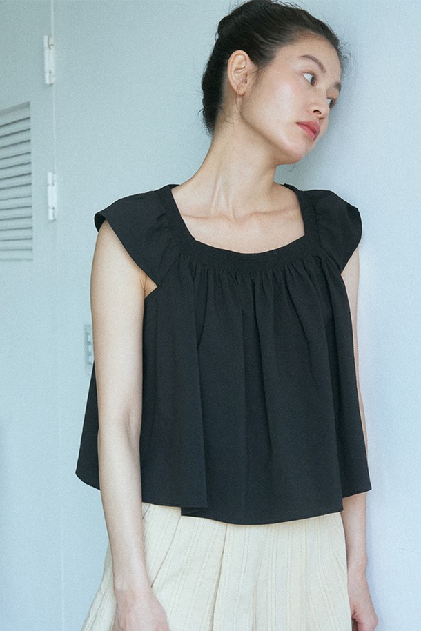 le abonne - 블라우스 - RUFFLE BLOUSE_BLACK