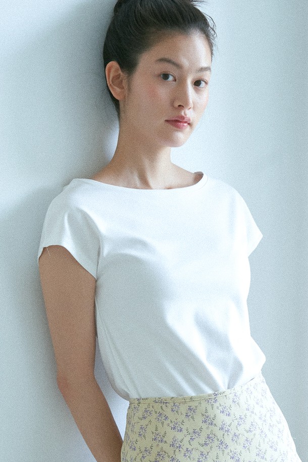 le abonne - 반소매 티셔츠 - BOAT NECK T-SHIRT_WHITE