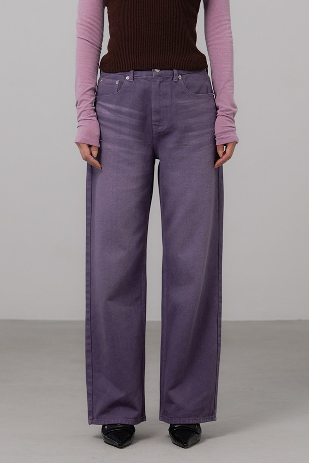 le abonne - 롱/미디팬츠 - COLOR LOW JEANS_PURPLE