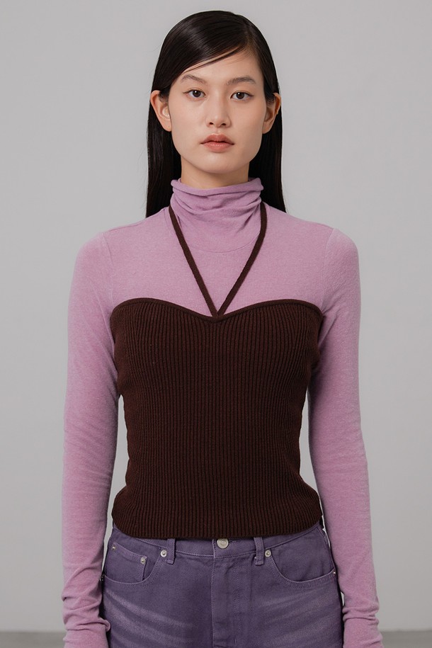 le abonne - 스웨터 - TAIL KNIT BUSTIER_BROWN