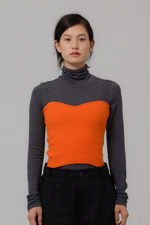 le abonne - 스웨터 - TAIL KNIT BUSTIER_ORANGE