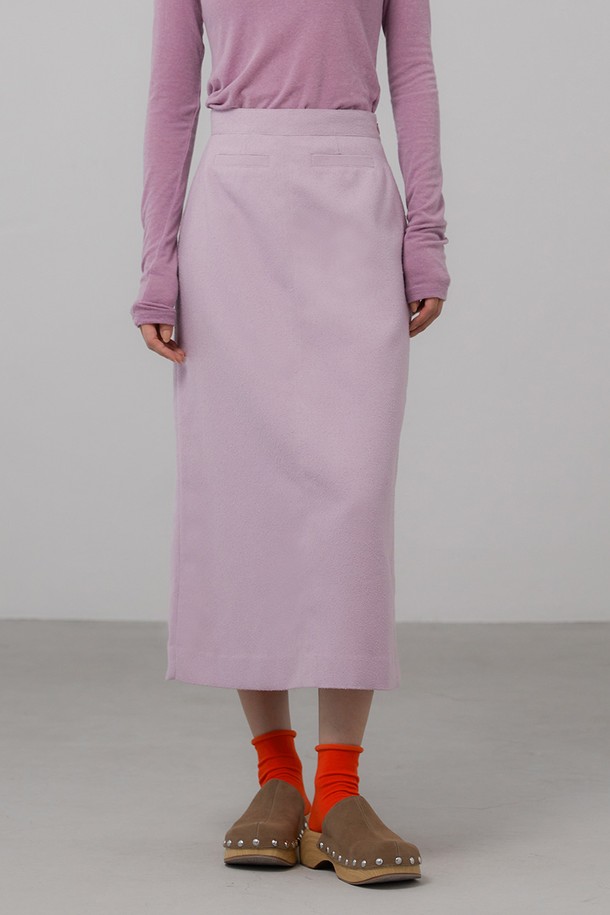 le abonne - 스웨터 - BACK SLIT SKIRT_PURPLE