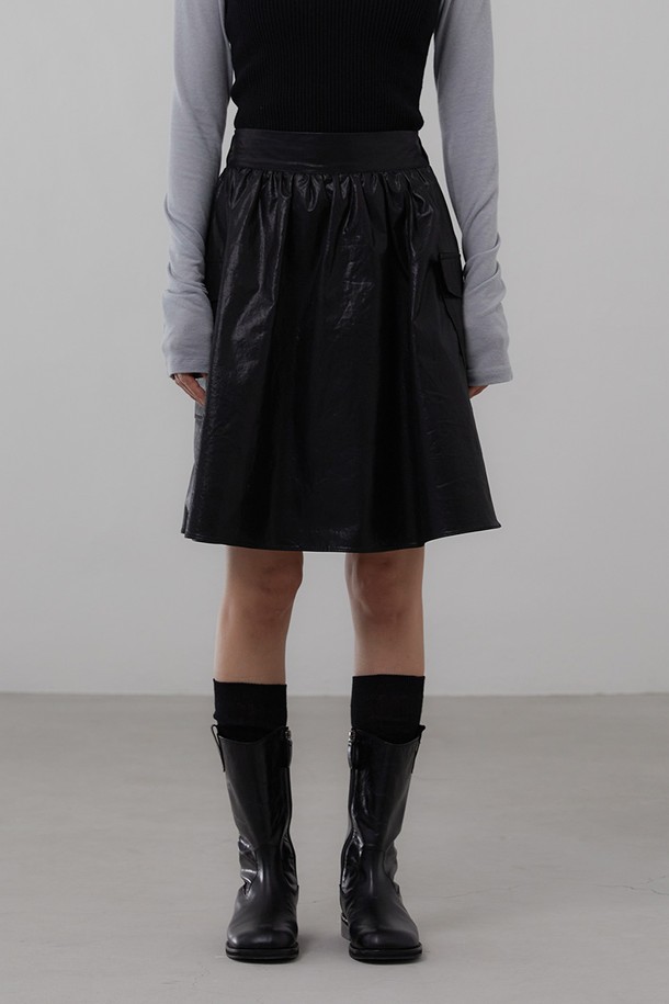 le abonne - 롱스커트 - CARGO FLARE SKIRT_BLACK