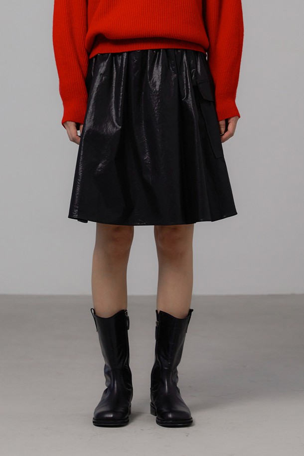 le abonne - 롱스커트 - CARGO FLARE SKIRT_BLACK