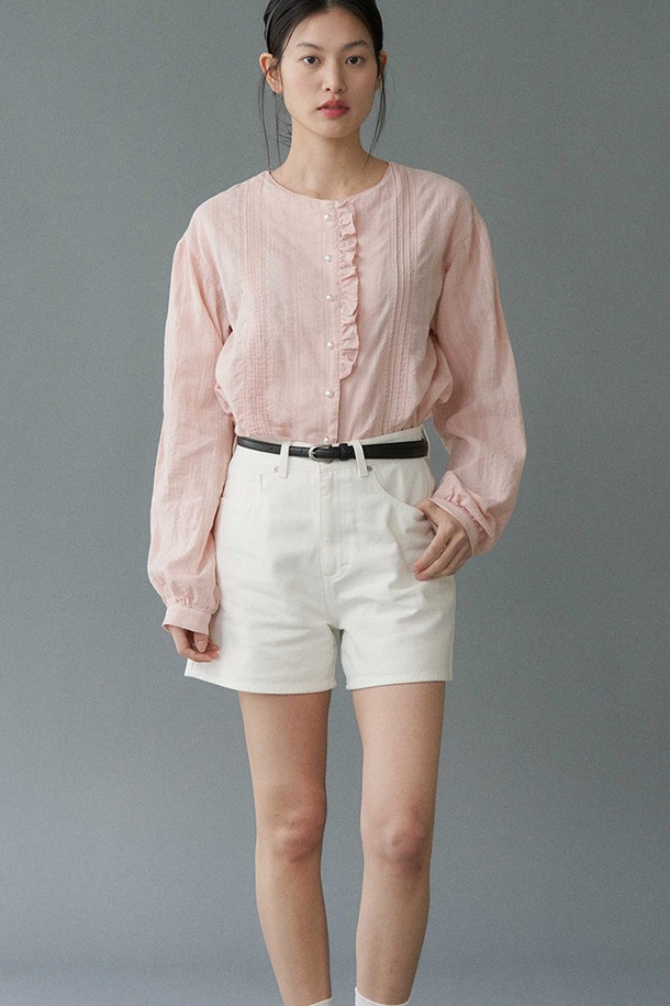 le abonne - 블라우스 - ROUND PIN TUCK BLOUSE_PINK