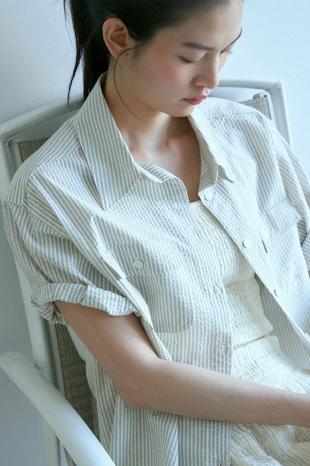 le abonne - 셔츠 - HALF SLEEVE SHIRT_NAVY