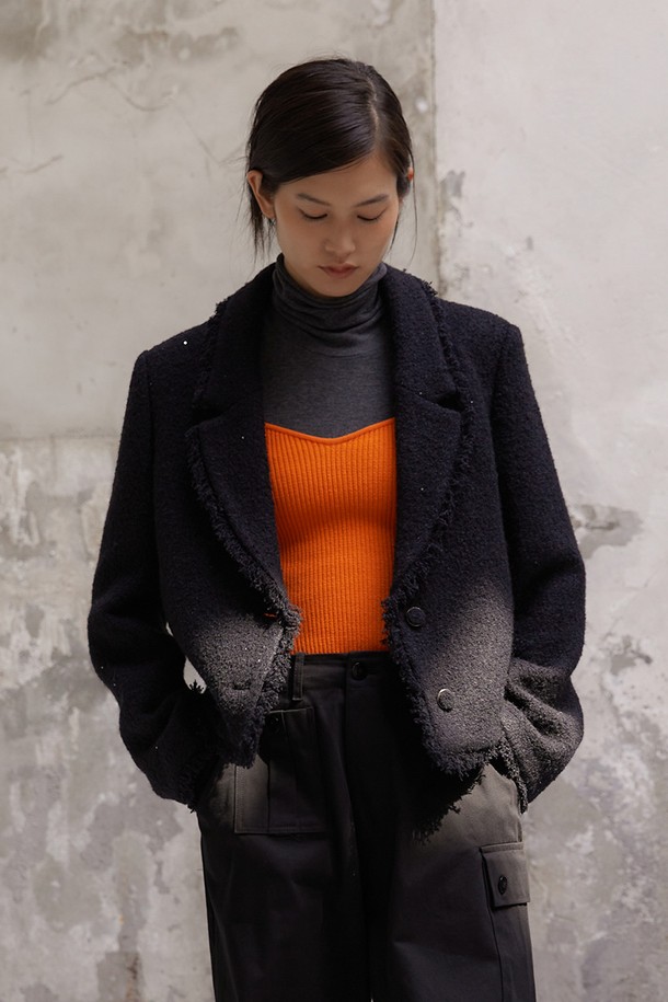 le abonne - 스웨터 - TAIL KNIT BUSTIER_ORANGE