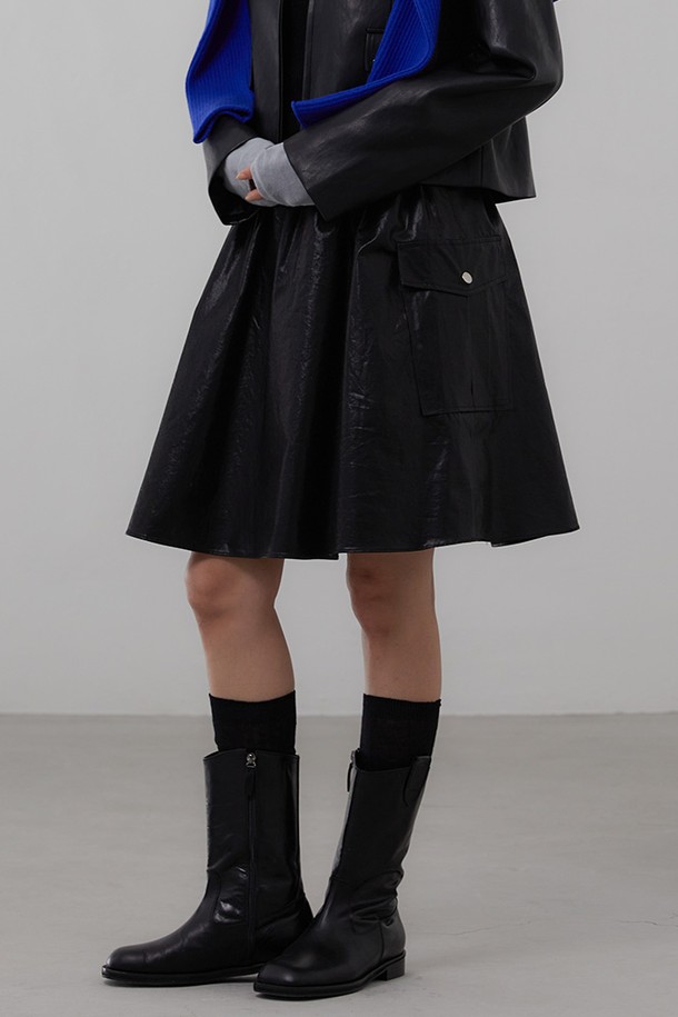 le abonne - 롱스커트 - CARGO FLARE SKIRT_BLACK