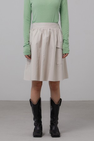 CARGO FLARE SKIRT_LIGHT BEIGE