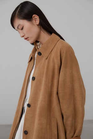 CORDUROY BUTTON HALF JACKET_CAMEL