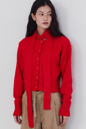 TAIL KNIT CARDIGAN_RED