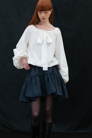 CO SHIRRING VOLUME MINI SKIRT_NAVY