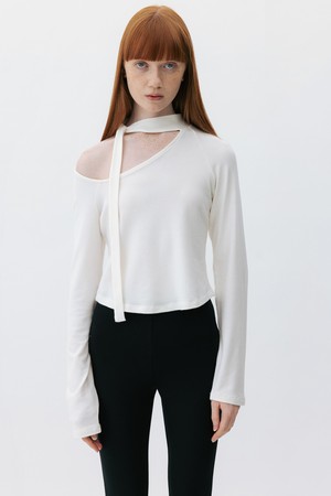 CO LONG SLEEVE SCARF JERSEY T-SHIRT_IVORY