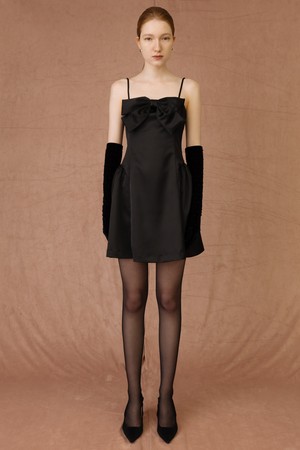 CO SATIN LAYERED DRESS_BLACK