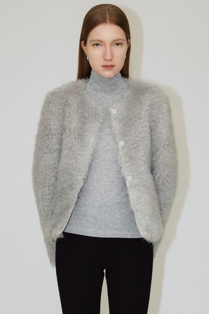 CO FAUX FUR FLARED JACKET_GREY