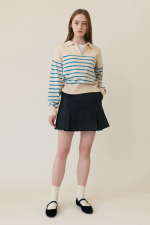 [23SS] A COTTON TUCK MINI SKIRT_NAVY