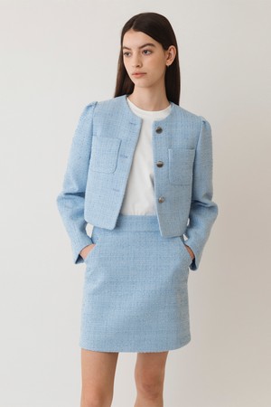 [23SS] A TWEED A-LINE MINI SKIRT_BLUE