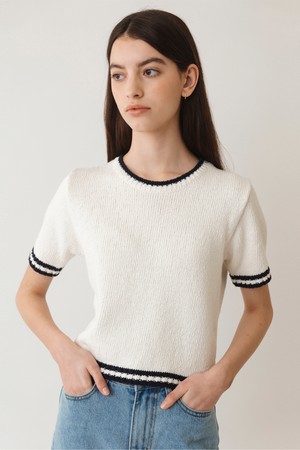 [23SS] A POPCORN LINE KNIT TOP_IVORY