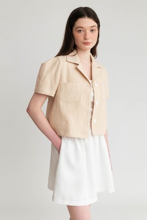 A PUFF SLEEVE LINEN JACKET_BEIGE