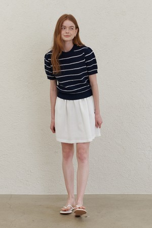 [23SS] A STRIPE PUFF SLEEVE KNIT_NAVY