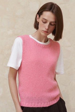 [23FW] A ALPACA BOATNECK KNIT VEST_PINK