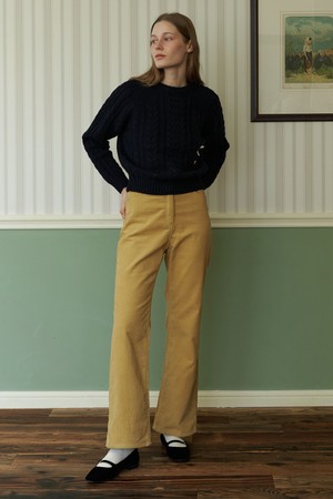 [23FW] A CORDUROY SEMI BOOTS CUT PANTS-BUTTER